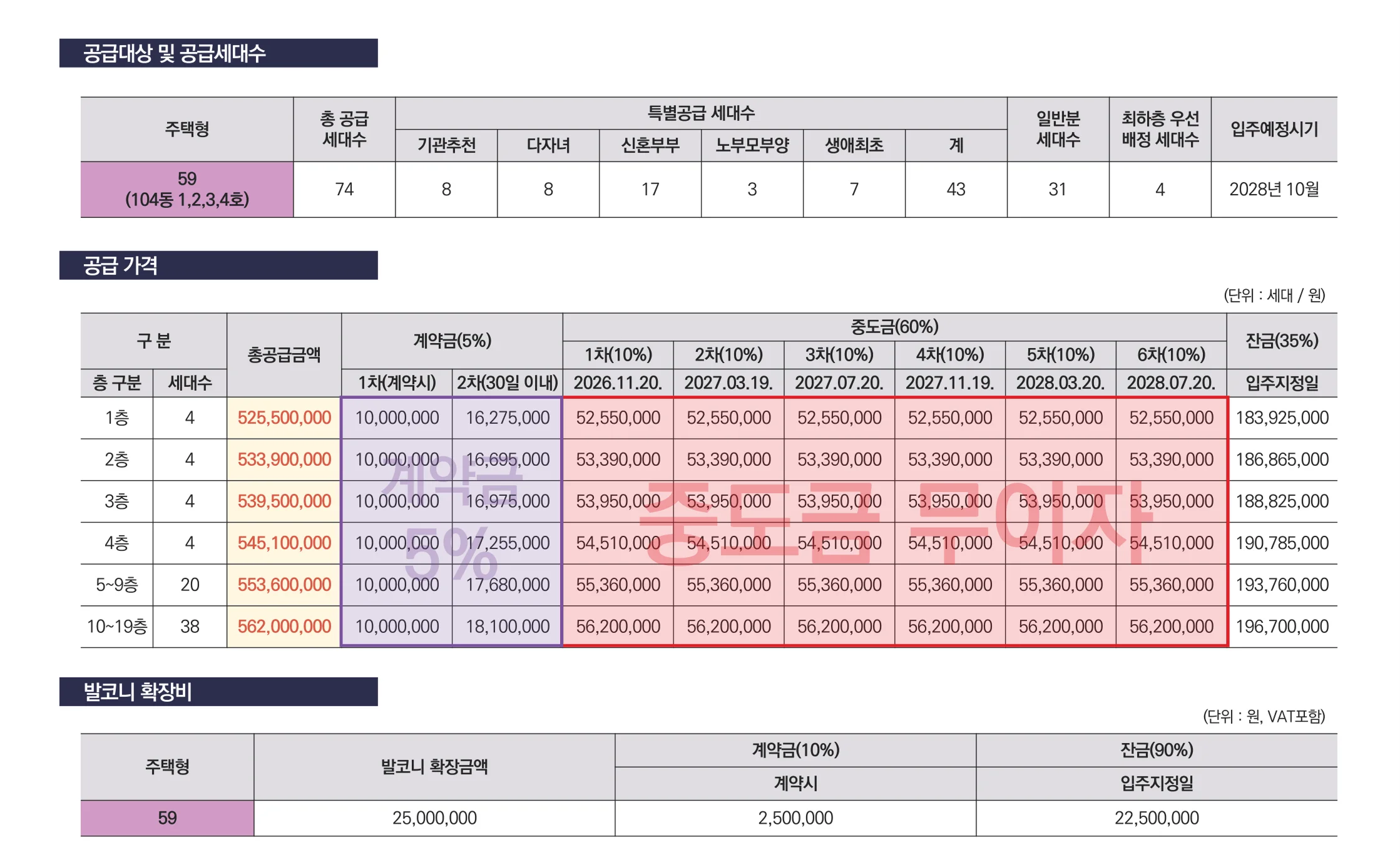59 타입 분양 안내